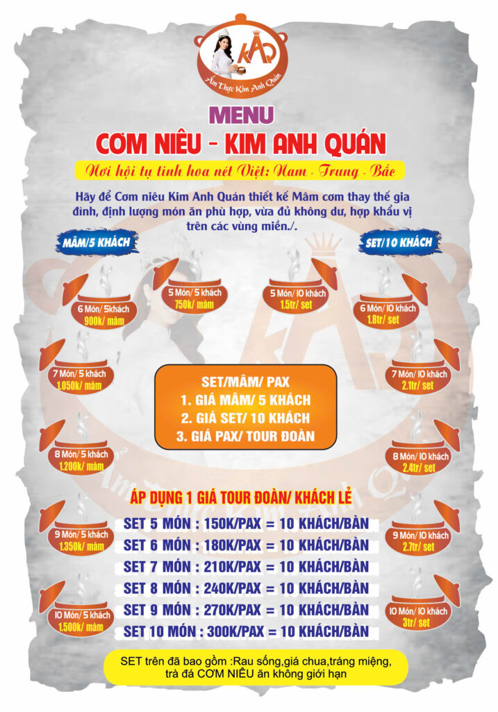 Menu mâm & set hấp dẫn tại cơm niêu Phan Thiết – Lựa chọn hoàn hảo cho mọi bữa tiệc