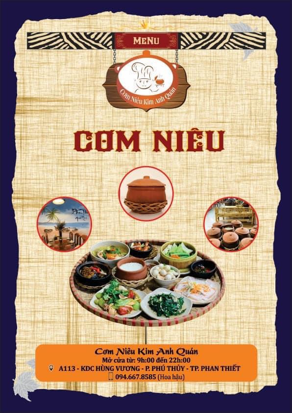 MENU CƠM Cơm Niêu Phan Thiết, Cơm Niêu Phan Thiết Kim Anh Quán, Cơm ...