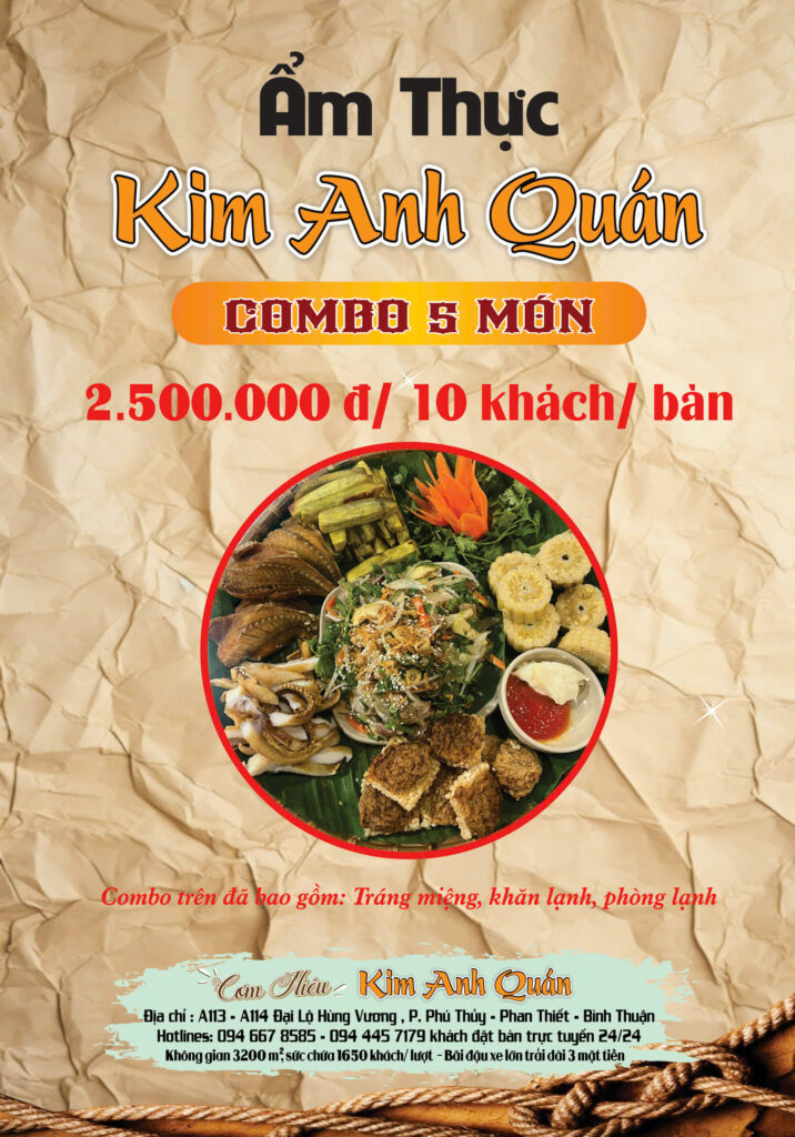 Ẩm thực Kim Anh Quán – Thưởng thức Combo 5 món chỉ 2.500.000đ/10 khách
