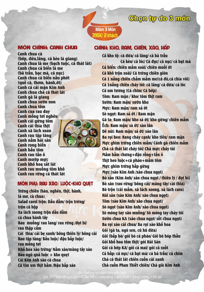 Mâm cơm tự do 3 món chỉ 395K cho 2 khách – Trải nghiệm chuẩn vị tại cơm niêu Phan Thiết